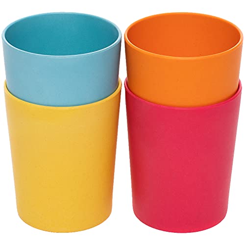 Image of WeeSprout Bamboo Toddler Cups - 4 pc Set (10 fl oz), Organic & Non-Plastic Cup Pack for Toddlers, Big Kids or Baby, Natural