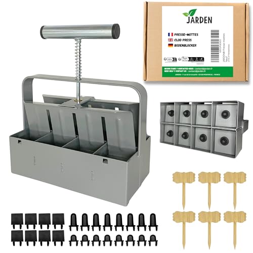 Jarden Handgehaltener Bodenblockierer - 8 Klumpen Quadratisch 5x5 cm - Rostfreies Gartengerät aus Stahl zum Pflanzen von Samen Saatgut und Stecklingen