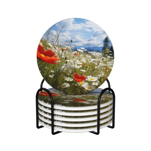 Dessous de verre avec support ensemble céramique et liège décoratif pour table basse