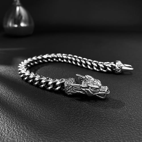 Pulsera para hombre de acero inoxidable con diseño dragón miniatura 5