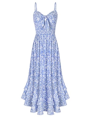 Image of GRACE KARIN Womens Maxi Floral Sundresses Summer Beach Boho Dress Spaghetti Strap Dresses Casual Fashion Clothes with Pockets