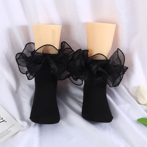 Choomomo Toddler Girls Ruffle Socks Princess Tutu Frilly Cotton Dress Socks Calf Length Socks4