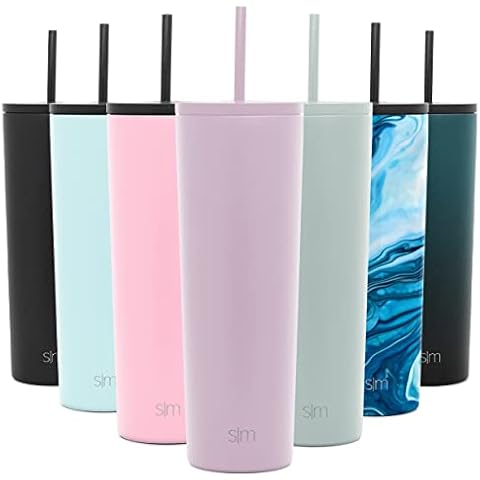 Simple Modern Insulated Tumbler Cup with Straw Lid and Flip Lid | Reusable Stainless Steel Water Bottle for Cold Brew Tea Iced Coffee Travel Mug | Classic Collection | 28oz | Lavender Mist Cover