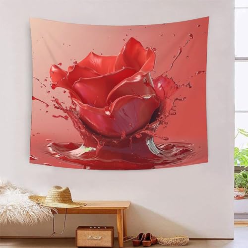 Tapisserie Rose 3D Tissu Mural 180x230cm pour Cacher un Mur Abîmé