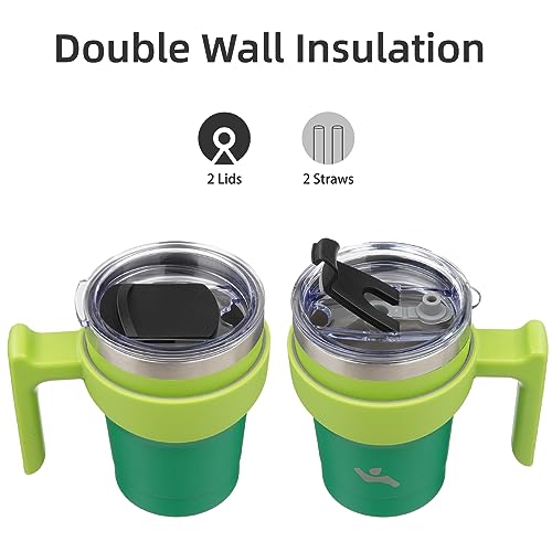Image of Konokyo 10 oz Tumbler with Handle and Straw, Insulated Travel Mug