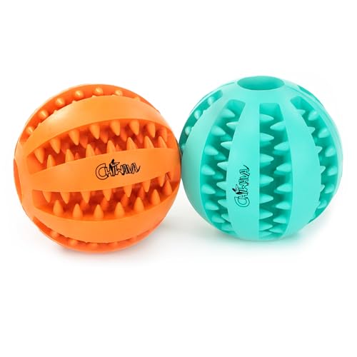 CHIWAVA-2-Pack-275-Rubber-Teething-Dog-Toy-Dental-Balls-Food-Treat-Feeder-Chew-Ball-for-Large-Dogs CHIWAVA 2 Pack 275 Rubber Teething Dog Toy Dental Balls Food Treat Feeder Chew Ball for Large Dogs