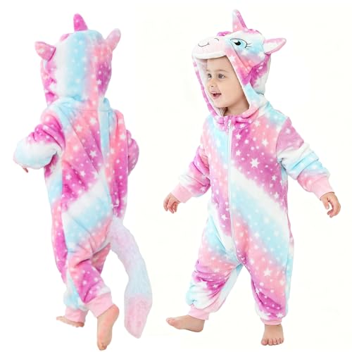SingingWang Pijamas de Animales para Niños, Pijama Entero, Disfraz de Animales, Niños Unicornio Onesie Pijamas, Pijama Niña, Onesie con Capucha Animal Suave y Esponjoso para Fiestas, Carnaval, Navidad