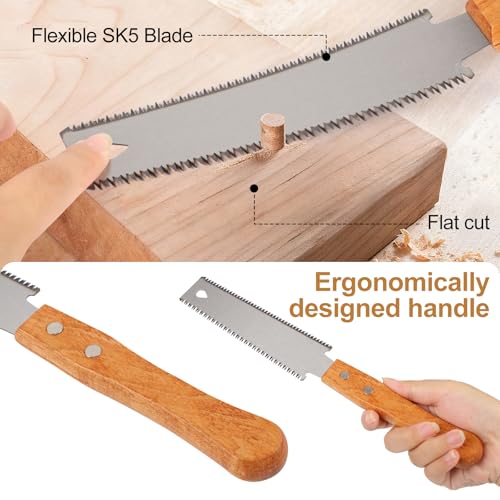 Image of Japanese Hand Saw 2 Pack, 6 Inch Double Edge Pull Saw for Flush Cuts