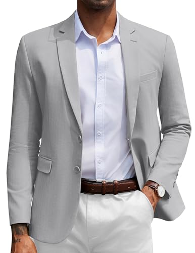 COOFANDY Men's Herringbone Blazer Slim Fit Cotton Sport Coats Two Buttons Casual Suit Jacket