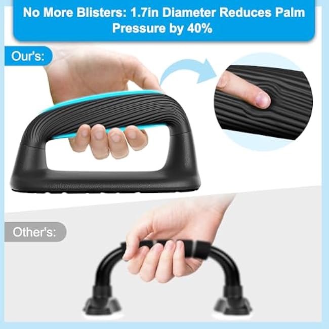 BeneLabel Push Up Bars Black Pushup Handles with Bottom Anti-Slip Pad Push Up Handles for Floor Soft Plastic Strength Training Pushup Stands with Comfortable Grip