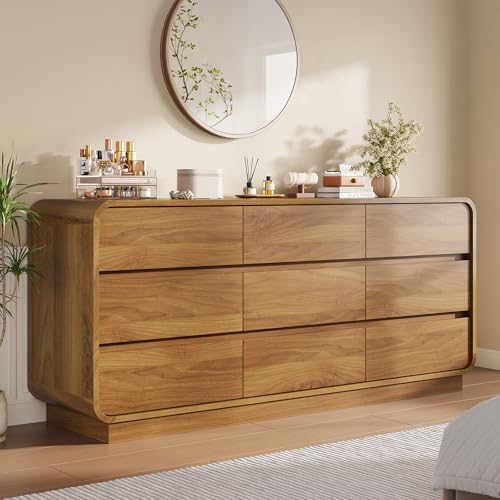 Dresser for Bedroom with 9 Drawers, 59" Wide Mid Century