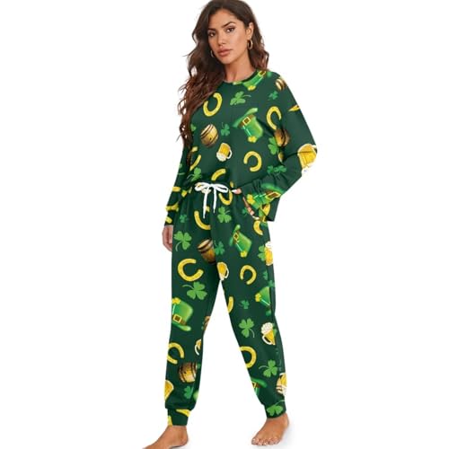 Image of Women's Pajamas Set Soft 2 Piece Loungewear Long Sleeve Pj Set Matching Sleepwear with Pockets for Women Plus Size
