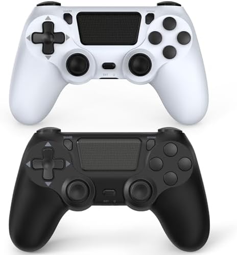 Wuthur 2 Pack Wireless Controller Compatible with PS4/Pro/Slim - Black White : Video Games