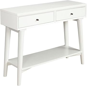 Alpine Furniture Flynn Mahogany and Okoume Veneer Console Table, White