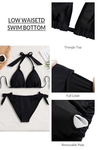 Image of Women Halter Bikini Set - Two Piece Triangle Swimsuit Tie Bathing Suit 2025 Cute Swimwear