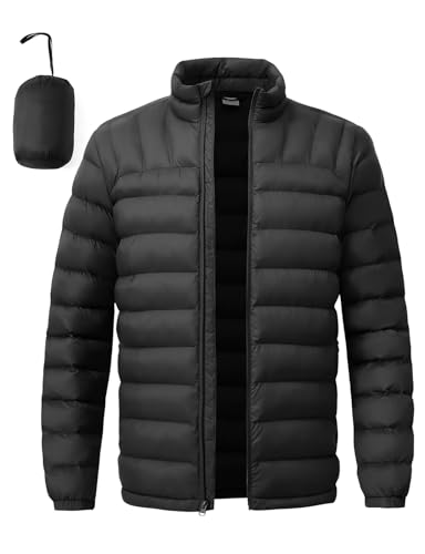 BGOWATU Men's Lightweight Packable Puffer Jacket Warm Winter Jacket for Men Down Alternative Puffy Coat
