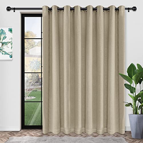 Rose Home Fashion Patio Door Curtains,Sliding Door Curtains,Linen Look,Wide Thermal Blackout Curtains,Grommet Curtains,Extra Wide Curtains for Sliding Glass Door-1Panel, 100x84 Natural