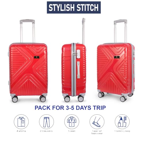 Image of Small Cabin Suitcase Red Polypropylene 54 cm with 8-Wheel Spinner and Secure Number Lock