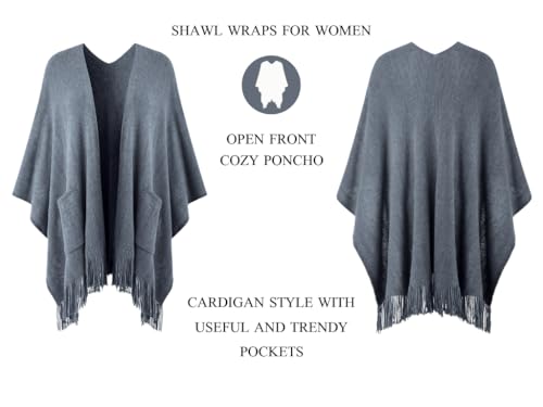 Ferand Shawl Wraps for Women, Cozy Lightweight Poncho Cape with Pockets, Warm for Fall Winter Travel3