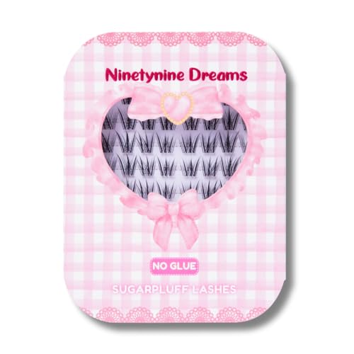 Ninetynine Dreams [NO GLUE] Sugarpluff Self Adhesive Lash Clusters Wispy Spiky Cat Eye Lashes 913mm C+ Curl Press On No Glue Individual Lashes Lightweight False Eyelashes