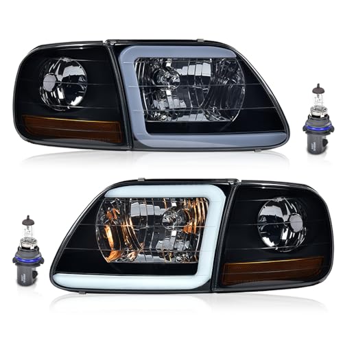 PIT66 Headlights Assembly Pair LED DRL Fit 1997-2003 Ford F150 98-99 F250