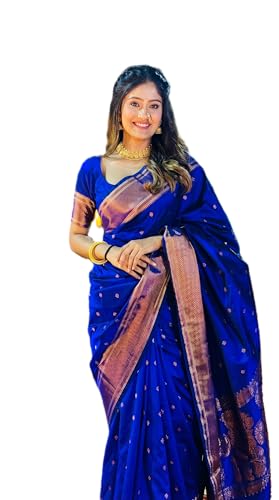 Image of C J Enterprise Women's Banarasi Saree Pure Kanjivaram Style Silk Saree With Blouse Piece for Wedding (BS09)