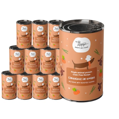 Cibo Umido per Cani Monoproteico al Cinghiale | Paté con Zucca Arrostita | Grain Free | Alta Digeribilità | Offerta 12 x 400g | Ideale per Cani Sensibili | Hygge Dog