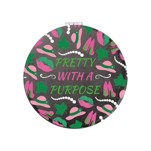 CHOORO Sorority Gift for Women Pretty with A Purpose Pink and Green Sorority Makeup Mirror Sisterhood Gift (with Purpose M)