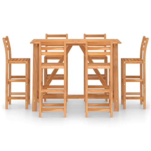 Vidaxl Patio Bar Set 5 Piece, Bistro Set For Outdoor Porch Yard, Bar Stool With Table, Bistro Table, Modern Style, Solid Wood Acacia #TOP4