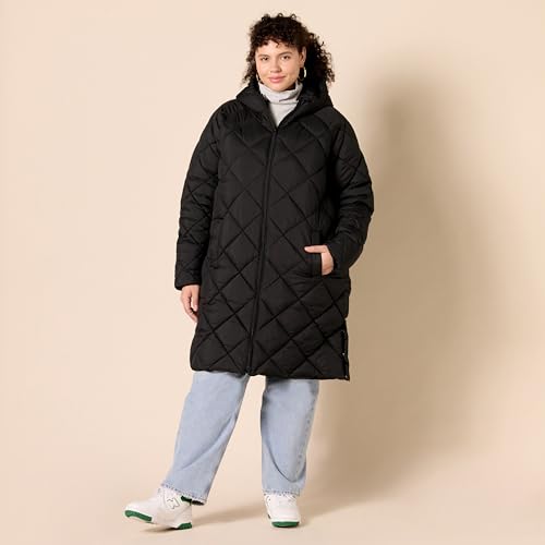 Amazon Essentials Women's Puffer Jacket, Heavyweight Diamond Quilted Knee Length Winter Coat, Black, Large by Amazon Essentials - Used condition - Image 5