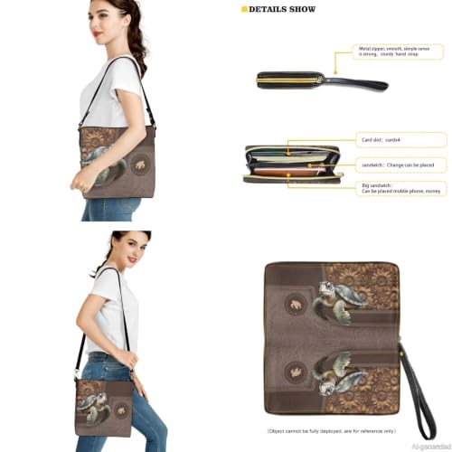 Image of Bucket Crossbody Bag Set for Women Lady, Leather Purse and Wallet Set Large Bucket Bag with Wallet