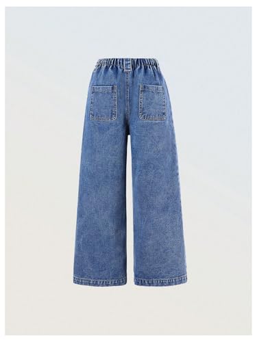 Floerns Girl's Casual Wide Leg Denim Pants Pleated High Waisted Vintage Baggy Jeans2