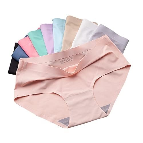 lak 18 Women's Cotton Ice Silk Seamless Panties Mid Rise No Show Laser Cut Invisible Smooth Stretch Hipster Underwear for Daily Use Multicolor - Pack of 3-picture-24
