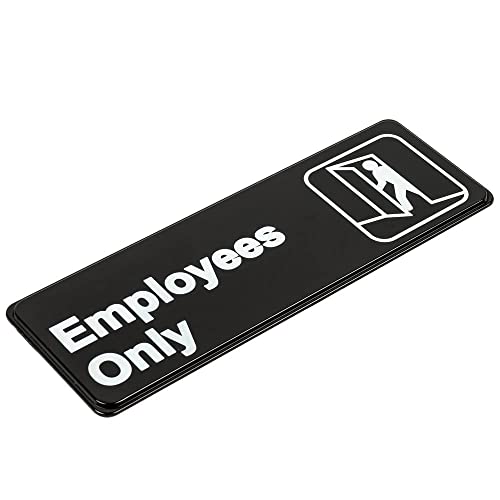 Kraken Sign Co - Employees Only Sign - Black And White, 9" X 3" (Two Pack) #TOP3