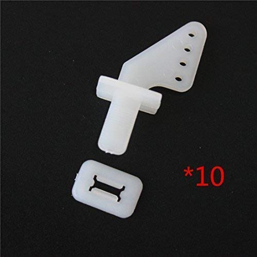 Jiexing 10 Pcs Nylon Control Horns 21x11 mm,White Pin Horns for RC Airplane Parts Remote Control Foam Electric Plane FM11-605B