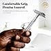 THURLADY Single Blade Safety Razors for Men, Shaving Razor Kit, with 10 Double Edge Blades and 1 Stand, Stainless Steel Reusable Metal Razor, Holiday Gifts for Men Him Husband Dad Son Brother