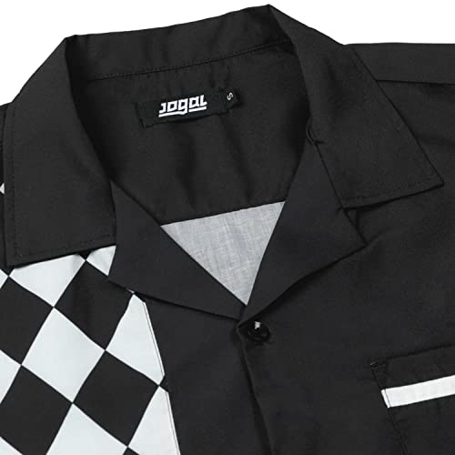 JOGAL Men's Bowling Shirts 50s Rockabilly Short Sleeve Button Down Shirt Beach Aloha Style Hawaiian Shirts3