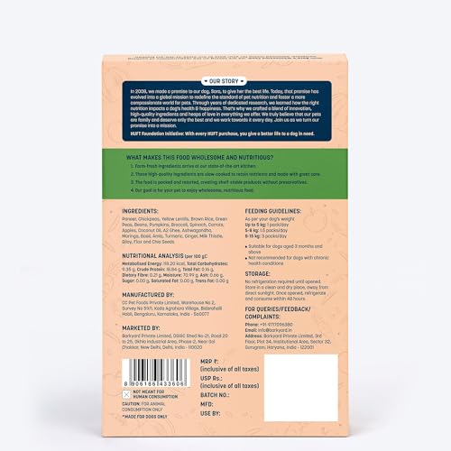 Image of Sara's Wholesome by HUFT Classic Paneer & Veggies Wet Dog Food - 100 gm | Vegetarian Recipe | Human-Grade Ingredients | Complete & Balanced Nutrition | Suitable for Puppies & Adult Dogs