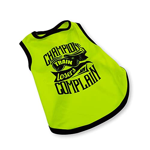 PETMONT Sport-T-Shirt für Haustiere: Champions Complain Schwarz und Neon, ideal für kleine und mittelgroße Hunde, Größe XS Cover