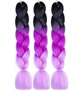 Eugenia Jumbo Braiding Hair 3pcs ombre Black/Purple/Light Purple Synthetic Ombre braiding Hair Ka...