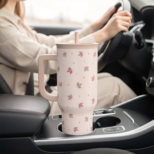 Image of Fall Maple Leaf Stainless Steel Tumbler with Handle 40 Ounces Insulated, Travel Cup for Women Girls Friends Teens