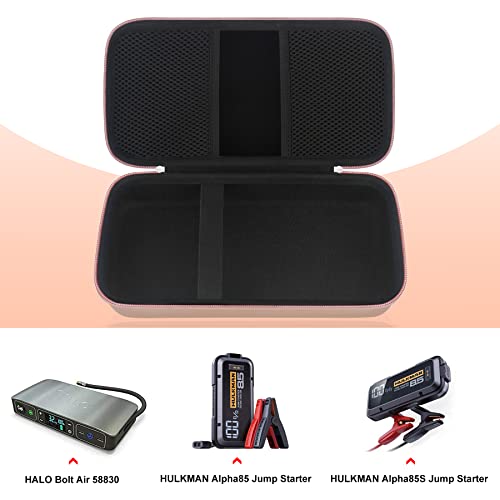 Elonbo Carrying Case For Halo Bolt Air 58830 Mwh/Halo Bolt Air+ Portable Emergency Power Kit, Car Charger Power Bank Holder, Extra Mesh Pocket Fits Car Battery Jump Starter, Jumper Cables, Rose Gold #TOP2