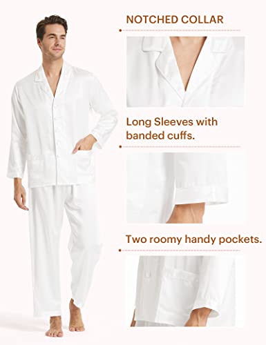 Image of LilySilk 100% Silk Pajamas for Men Soft 19MM Real Mulberry Silk Sleepwear Mens Silk Pajamas Set Lightweight Male Pjs