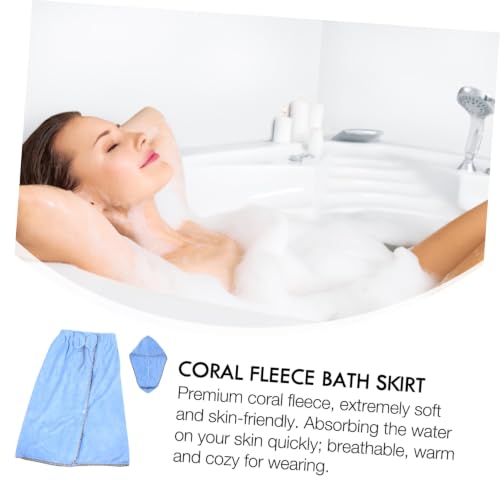 Conjunto de toalla de baño de alta absorción con gorro transpirable azul 5