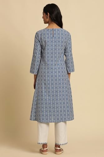 Image of W for Woman Women's Cotton Geometric Regular Kurta (24FEW10601-122996)