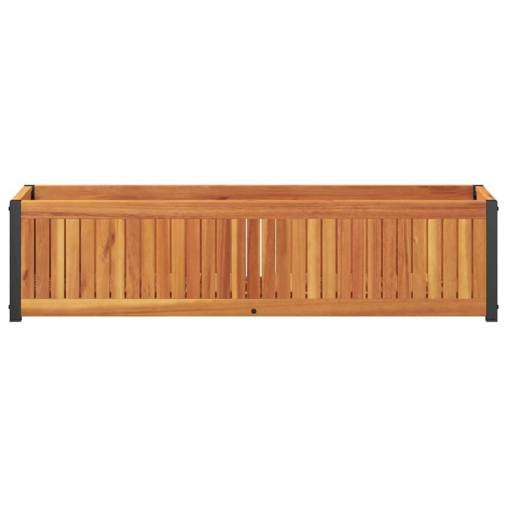 Sadzarka na kwiaty 110x30x27,5 cm lite drewno akacjowe stal | Stalowa rama malowana proszkowo, odporna na warunki atmosferyczne, konstrukcja z listwami wentylacyjnymi, idealna do wnętrz i