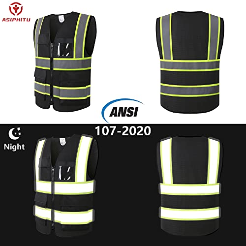 Asiphitu H-VEST-BLACK-XL Reflective High Visibility Safety Vest thumb #4