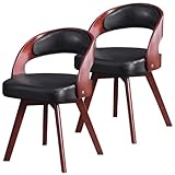 ダイニングチェア 回転式 椅子 リビングチェア おしゃれ 北欧 ナチュラル 天然木脚 回転椅子 座面回転 疲れにくい コンパクト (2脚, ブラック（PUレザー）)