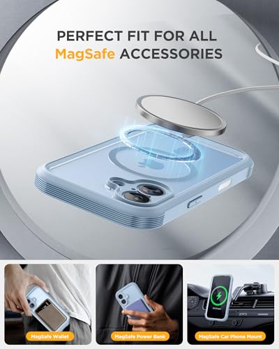 Image of Miracase for iPhone 17 Case with Privacy Screen Protector, Light Blue | Compatible with MagSafe, 360 Full Body Protection, Full Camera Protection, Military-Grade Shockproof Phone Case 6.3 inch