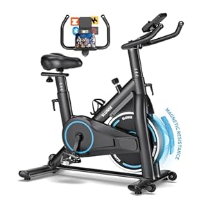 Exercise Bike, Adjustable Magnetic Resistance Brake Spin Bikes Equipment for Home Use, Stationary Bike with Digital Monitor & Tablet Holder, Upgraded Seat Cushion, 180KG Weight Capacity